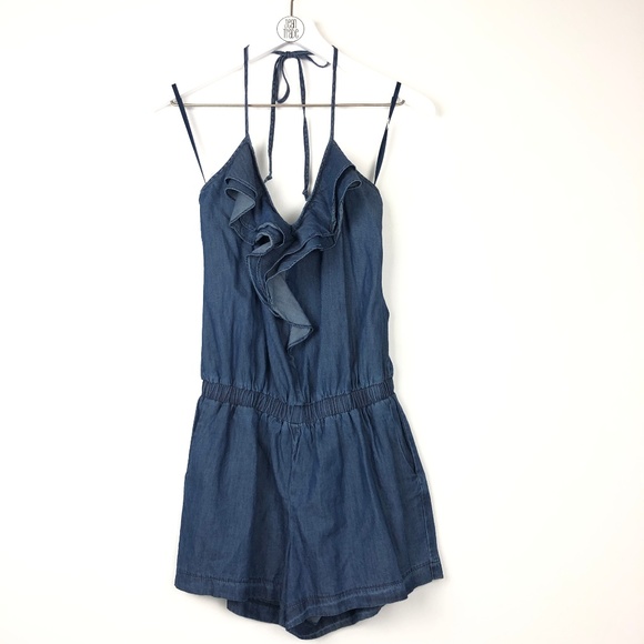 Arden B Pants - NWT Arden B Chambray Ruffle Romper